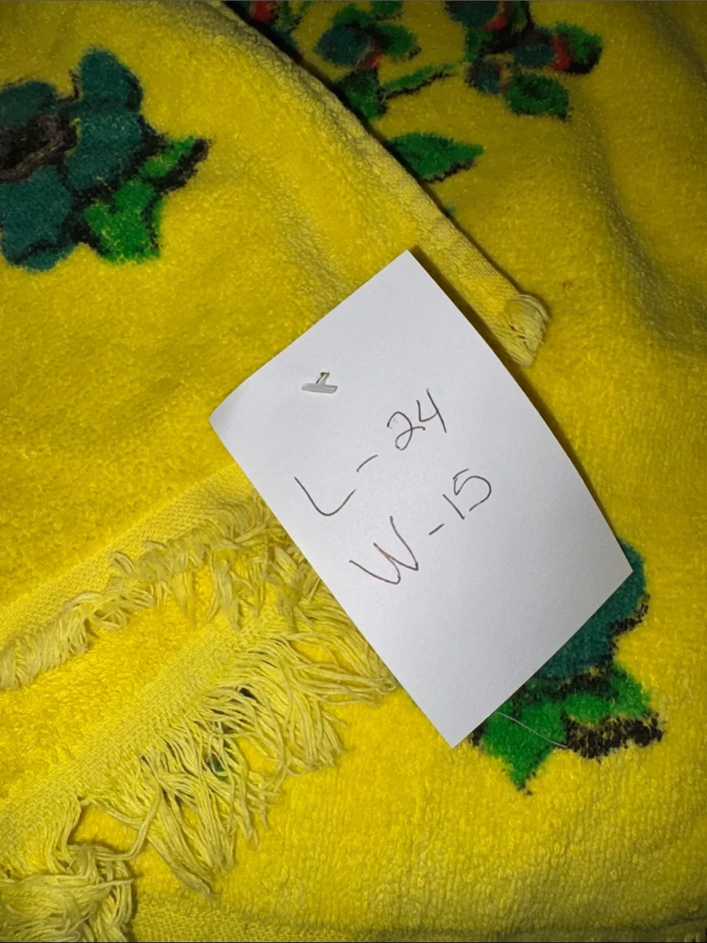 Vintage Bright Yellow Floral hand Towel with Red‎ & Teal Flowers D3